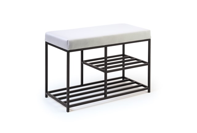 loftowe siedzisko z półkami na buty